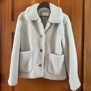 Aritzia Wilfred Cream Sherpa Button Up Collared Jacket size M